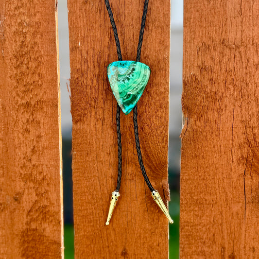 Malachite Azurite Teardrop Bolo